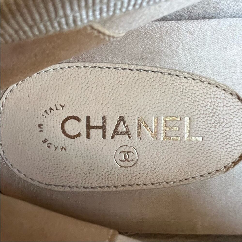 Chanel metallic golden leather CC satin cap toe ballerina ballet flats 36 - Picture 11 of 13